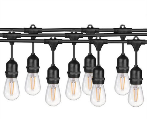 12 Kepala S14 LED Bulb String Lights, 24 FT Lampu String Luar Ruangan